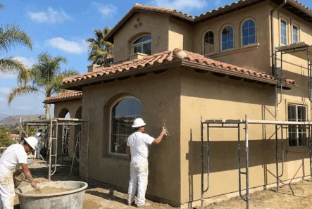 stucco being applied to san diego home