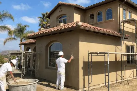 stucco being applied to san diego home
