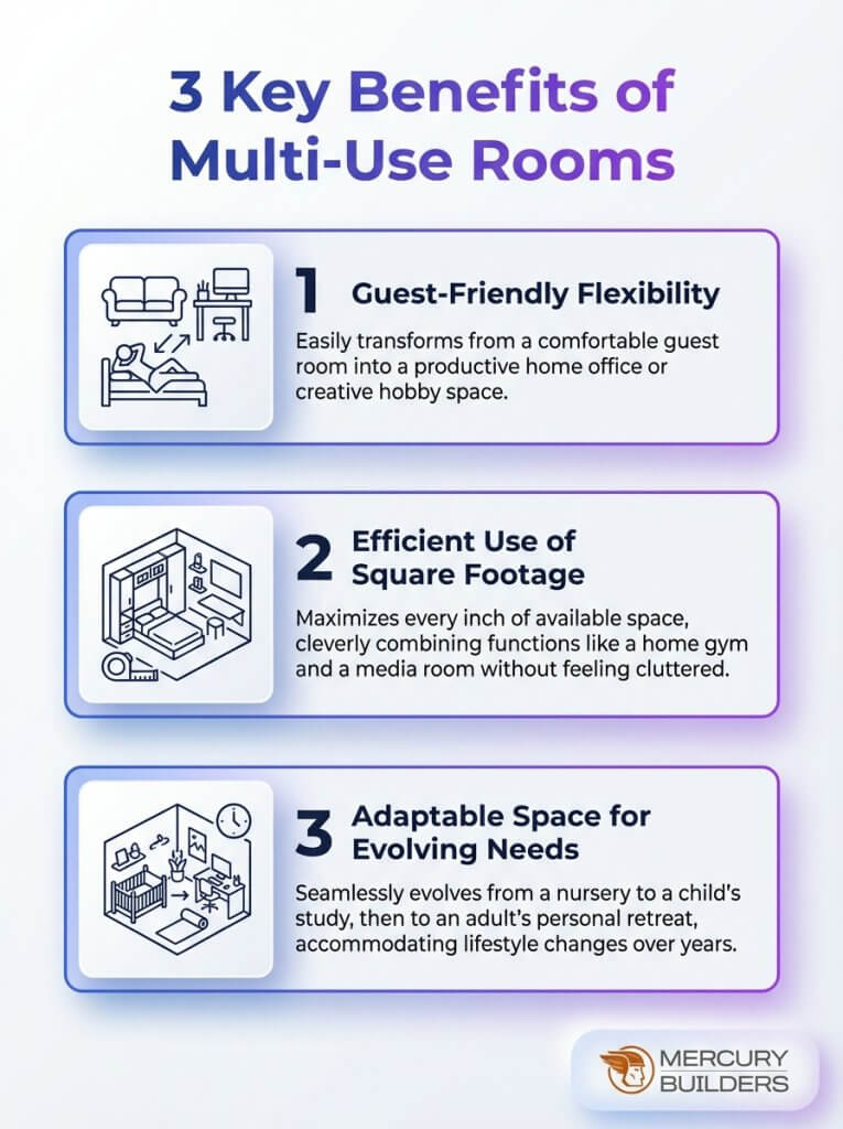 key benefits of multi use rooms in san diego infographic by Mercury Builders