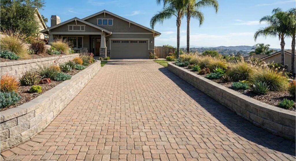 paver driveway at san diego home