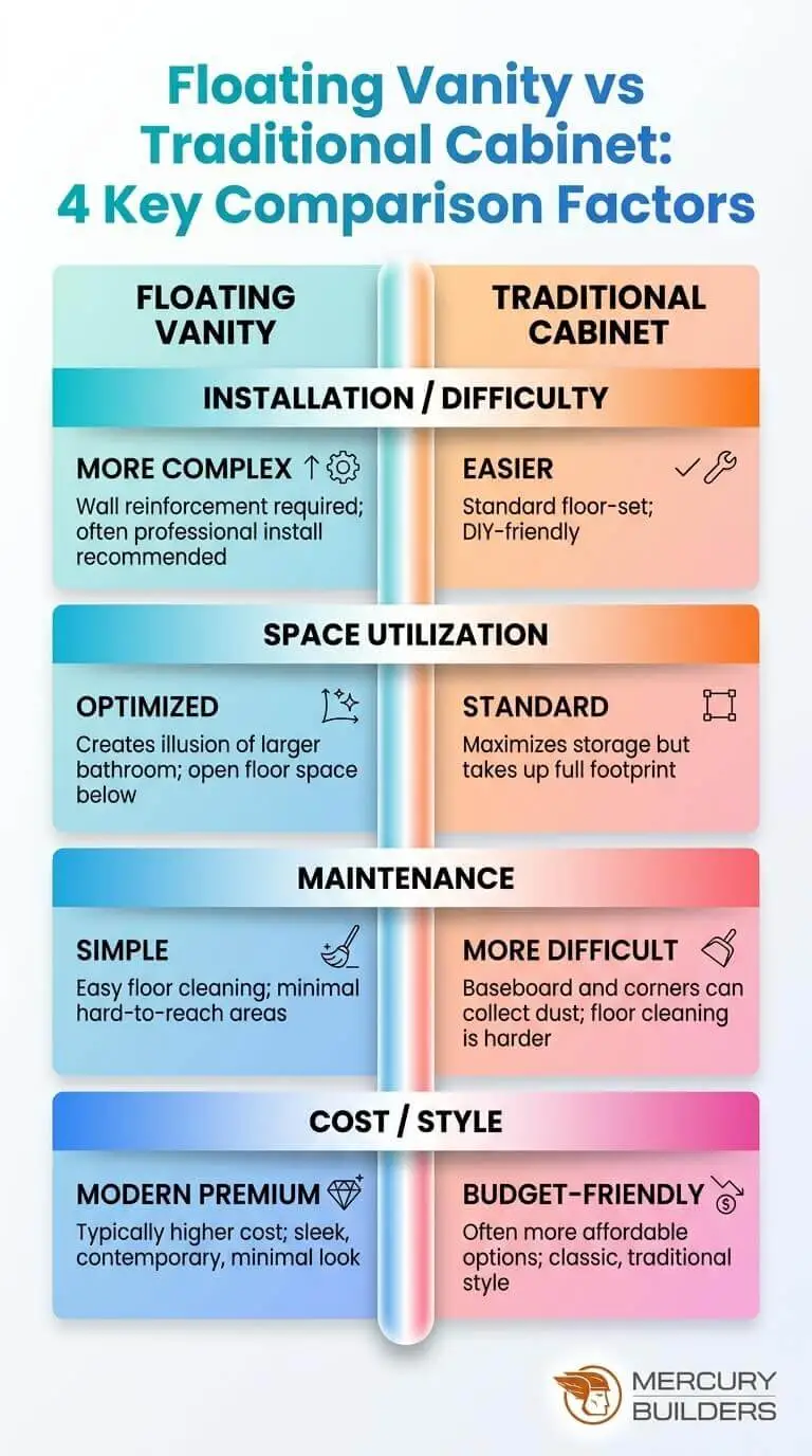 floating vanity vs traditional infographic mercury